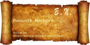 Bencsik Norbert névjegykártya